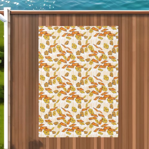 Abstract Orange Yellow Buttercup Flowers Outdoor Rug