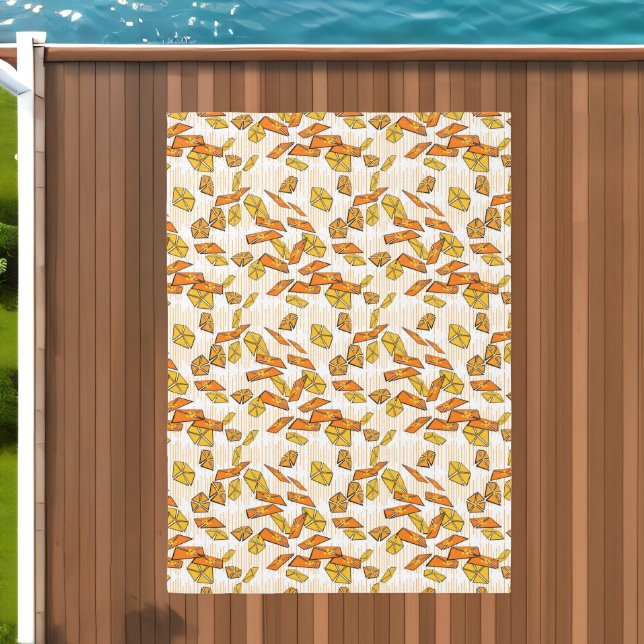 Abstract Orange Yellow Buttercup Flowers Outdoor Rug (Insitu (Outdoor 2))
