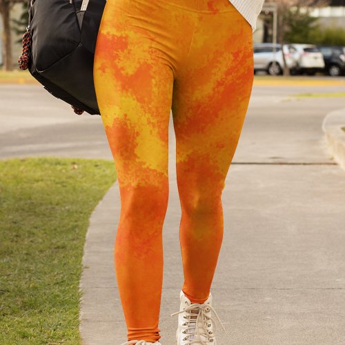 Abstract Orange Yellow Diffusion Leggings