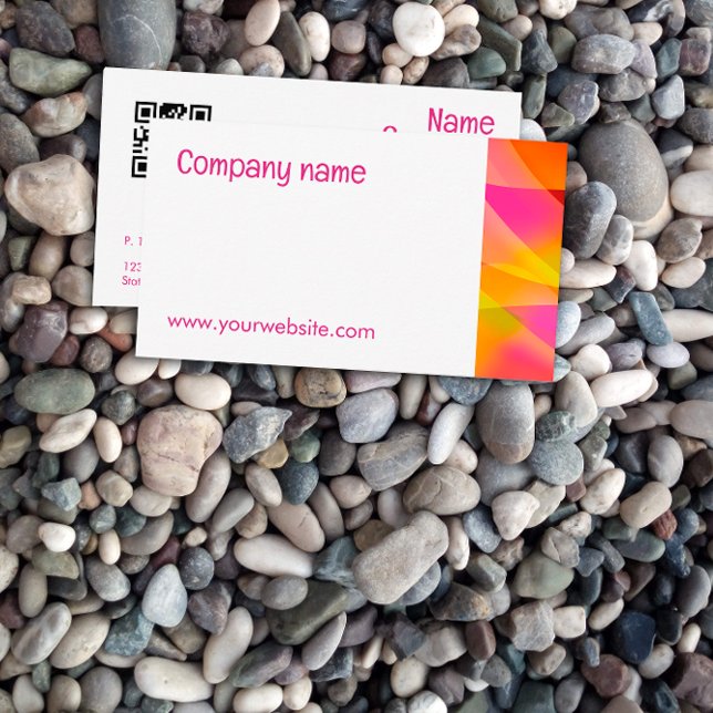 Abstract  orange yellow fuchsia QR Business Card (Creator Uploaded)