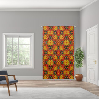 Abstract Orange Yellow Green Blackout Curtains