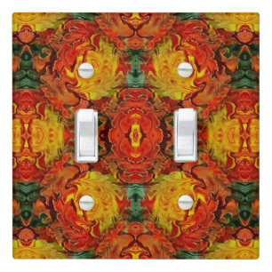 Abstract Orange Yellow Green   Light Switch Cover