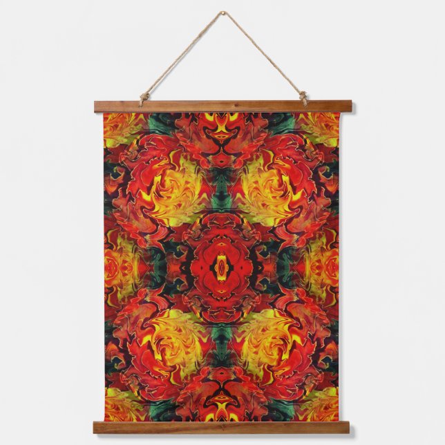 Abstract Orange Yellow Green Pattern     Hanging Tapestry (Front)