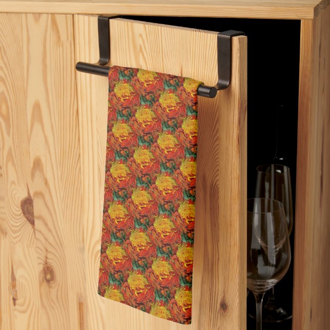 Abstract Orange Yellow Green Pattern       Kitchen Towel (Thirds Fold)