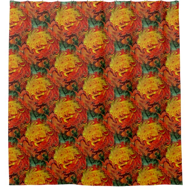 Abstract Orange Yellow Green Pattern  Shower Curtain (Front)