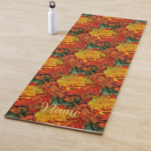 Abstract Orange Yellow Green Personalized Yoga Mat