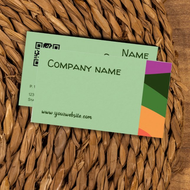 Abstract orange yellow pink green QR Business Card (Ideal for anyone in the beauty biz – hairstylists, makeup artists, consultants.)