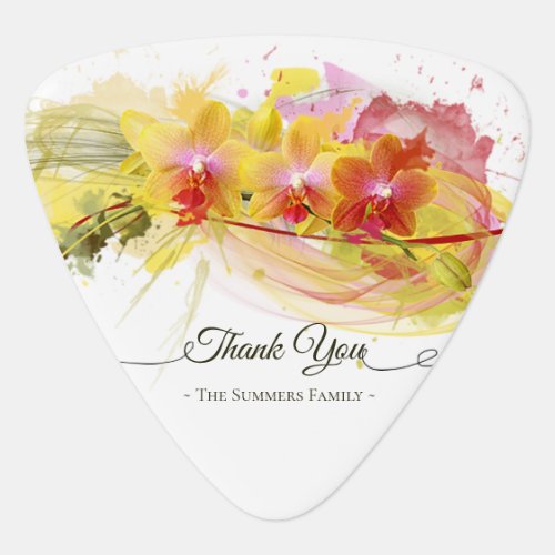 Abstract Orchids Color Splash Calligraphy Guitar Pick