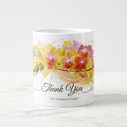 Abstract Orchids Color Splash Calligraphy Large Coffee Mug