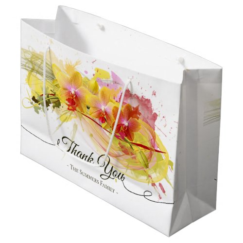 Abstract Orchids Color Splash Calligraphy Large Gift Bag