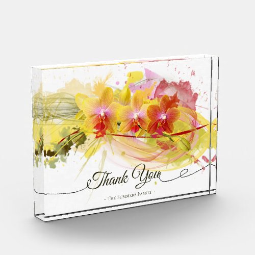 Abstract Orchids Color Splash Calligraphy Photo Block