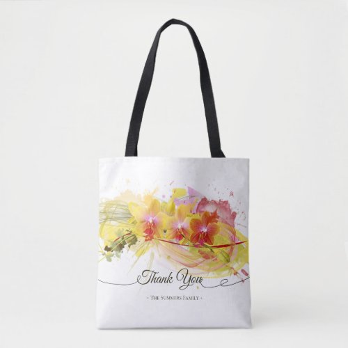 Abstract Orchids Color Splash Calligraphy Tote Bag