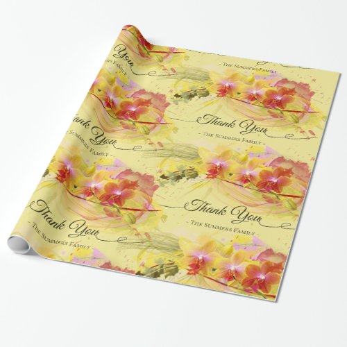 Abstract Orchids Color Splash Calligraphy Wrapping Paper