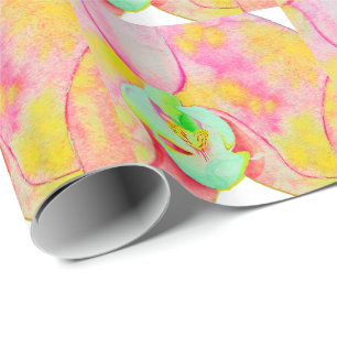 Abstract orchids tropical watercolor flowers wrapping paper