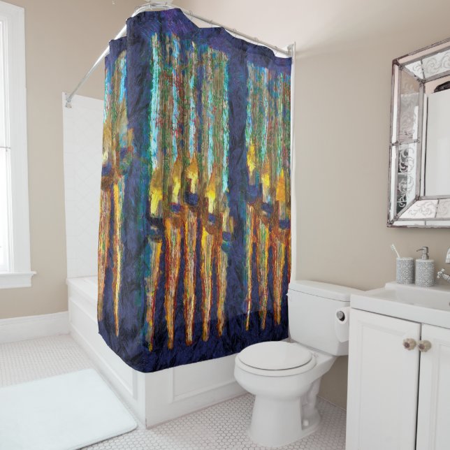 Abstract organ pipes shower curtain (In Situ)