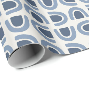 Abstract Organic Arch Mosaic Blue Pattern Wrapping Paper