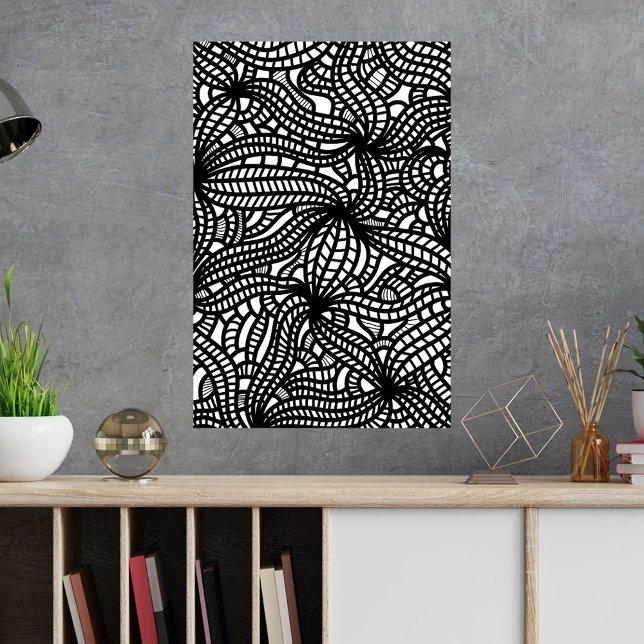 Abstract Organic Hand Drawn Doodle Black and White Poster (Creator Uploaded)