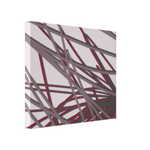 Abstract Organic Linear Design   Gray & Burgundy Canvas Print