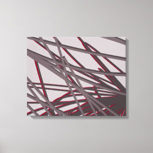 Abstract Organic Linear Design   Gray & Burgundy Canvas Print