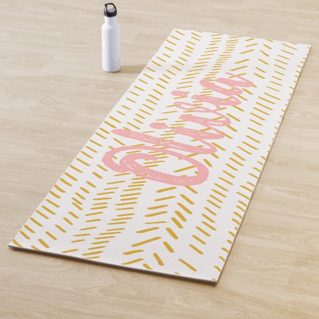 Abstract Organic Lines Art Boho Gold Personalized Yoga Mat (In Situ)