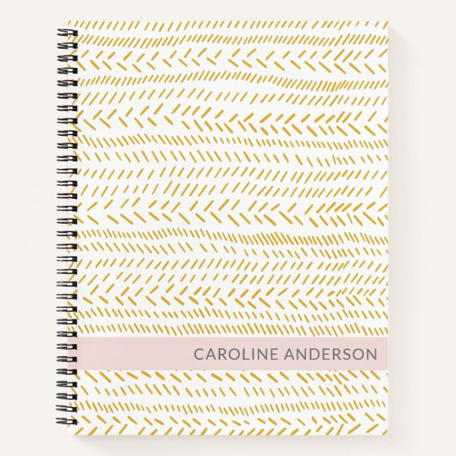 Abstract Organic Lines Art in Gold Personalized Notebook (Front)