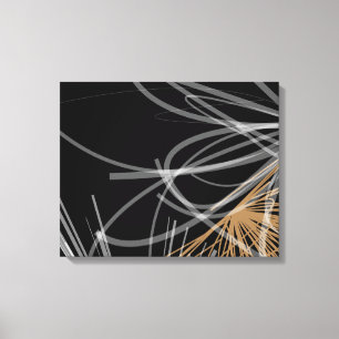 Abstract Organic Ribbon Design Black & Gold Canvas Print
