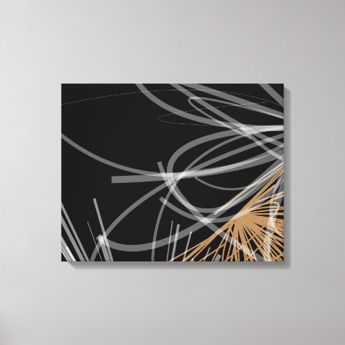 Abstract Organic Ribbon Design  Black  Gold Canvas Print