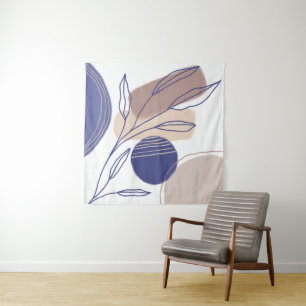 Abstract Organic Shapes - Blue and Beige Tapestry