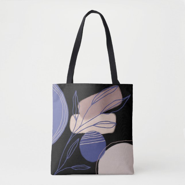 Abstract Organic Shapes - Blue and Beige Tote Bag (Front)