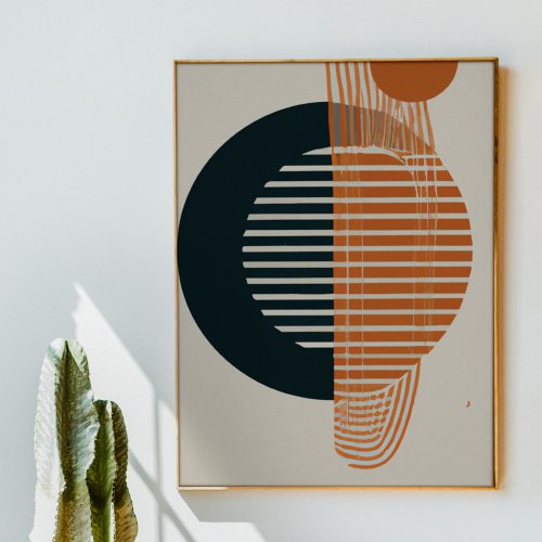 Abstract Organic Shapes Orange and Black Poster