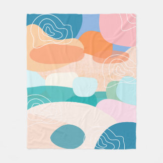 Abstract Organic Shapes Sunset Color Palette Fleece Blanket