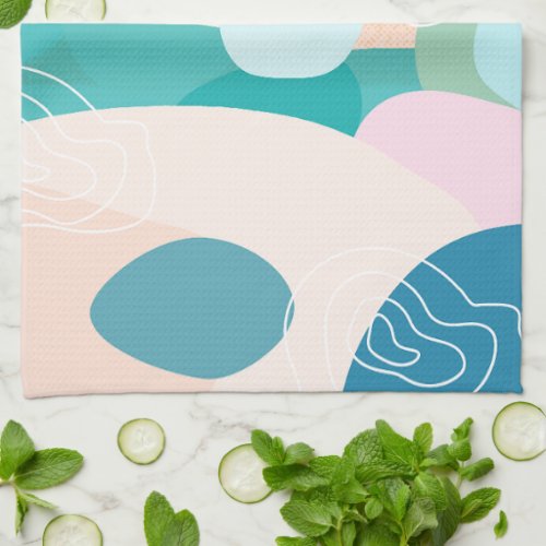 Abstract Organic Shapes Sunset Color Palette Kitchen Towel