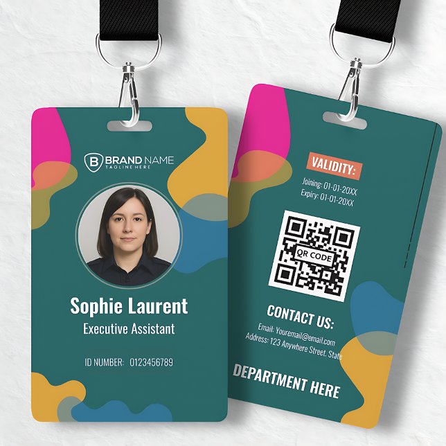 Abstract Organic Shapes Teal Green Department ID Badge (Abstract Organic Shapes Teal Green Department ID Badge)