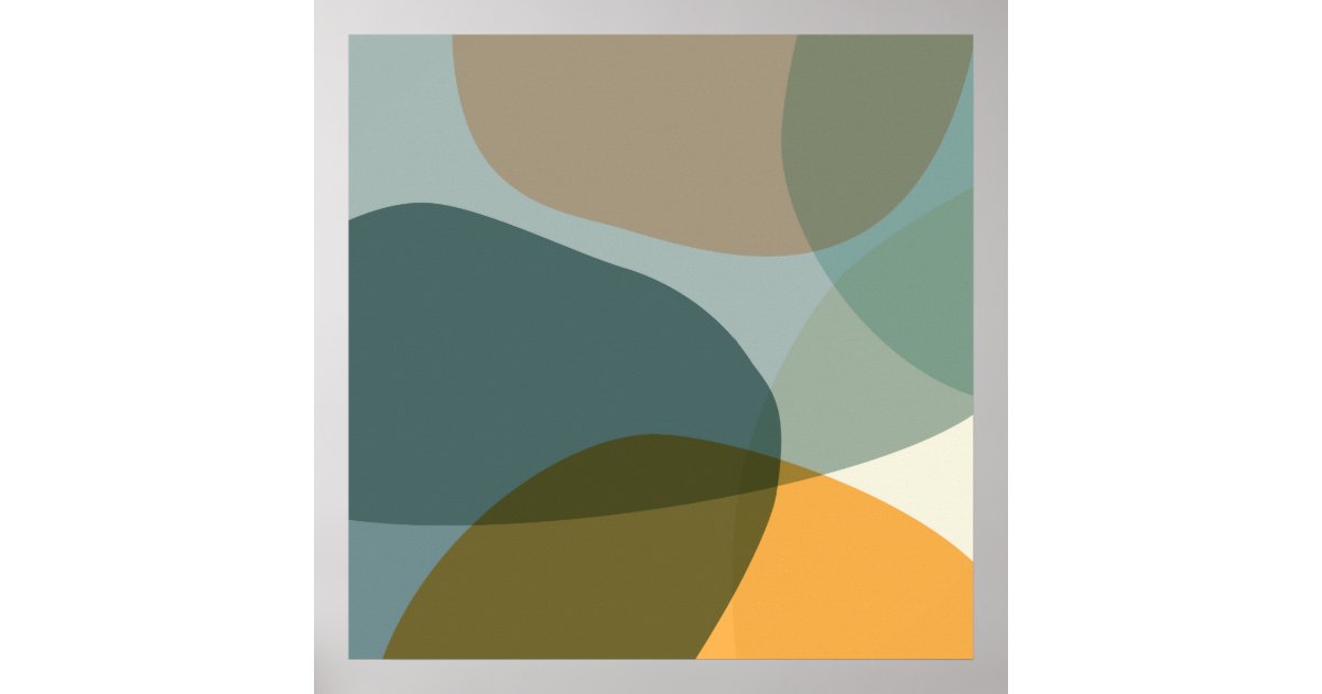Abstract Organic Zen Shapes in Blue Earth Tones Poster | Zazzle.com
