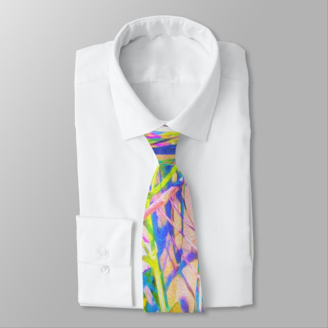 Abstract Oriental Lilies in My Rubio Garden Neck Tie (Tied)
