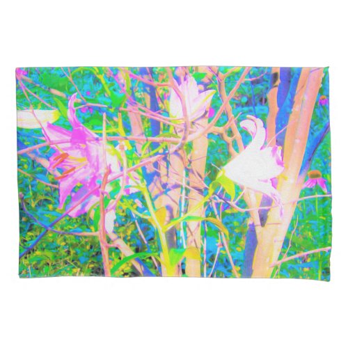 Abstract Oriental Lilies in My Rubio Garden Pillow Case