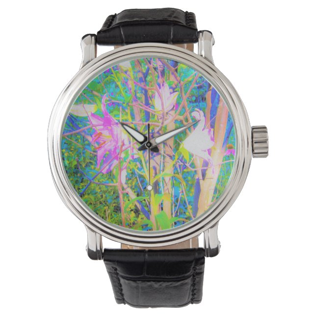 Abstract Oriental Lilies in My Rubio Garden Watch (Front)