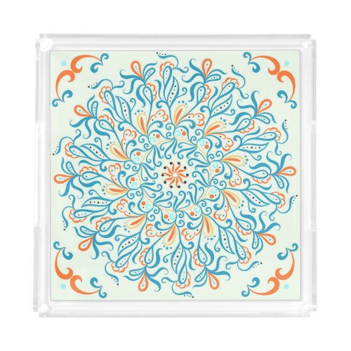 Abstract Ornament Ceramic Tile Pattern Acrylic Tray