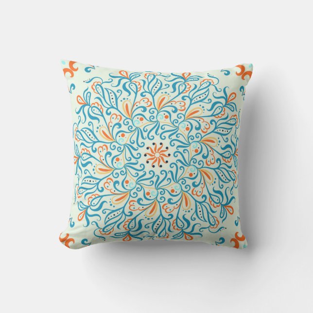 Abstract Ornament Ceramic Tile Pattern Throw Pillow (Front)