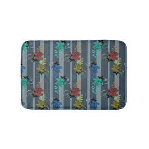 Abstract ornamental decorative retro striped line bath mat