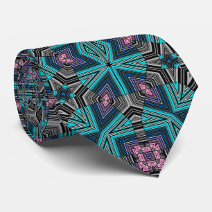 Abstract ornamental lined striped folk ethno triba neck tie