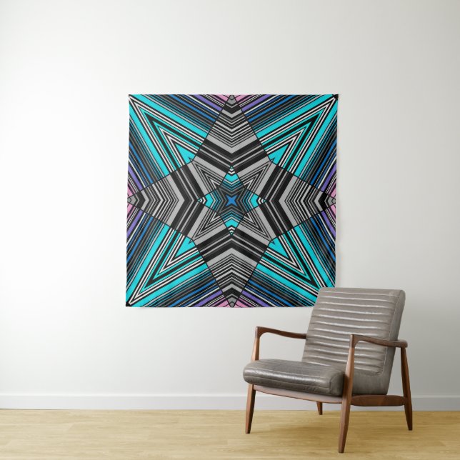 Abstract ornamental lined striped folk ethno triba tapestry (In Situ (Horizontal))