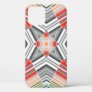 Abstract ornamental lined striped sealmess pattern iPhone 12 case
