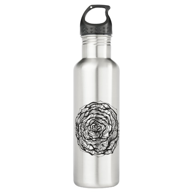 Abstract Ornamental Rose Stainless Steel Water Bottle (Front)