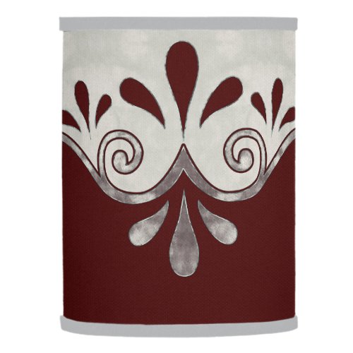 Abstract ornamental shape in burgundy and silver lamp shade