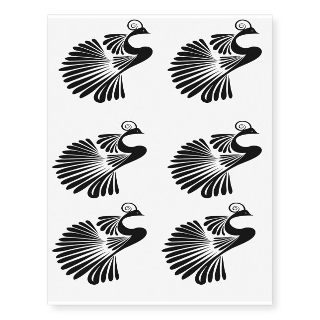 Abstract Ornate Peacock Bird Design Temporary Tattoos (Front)