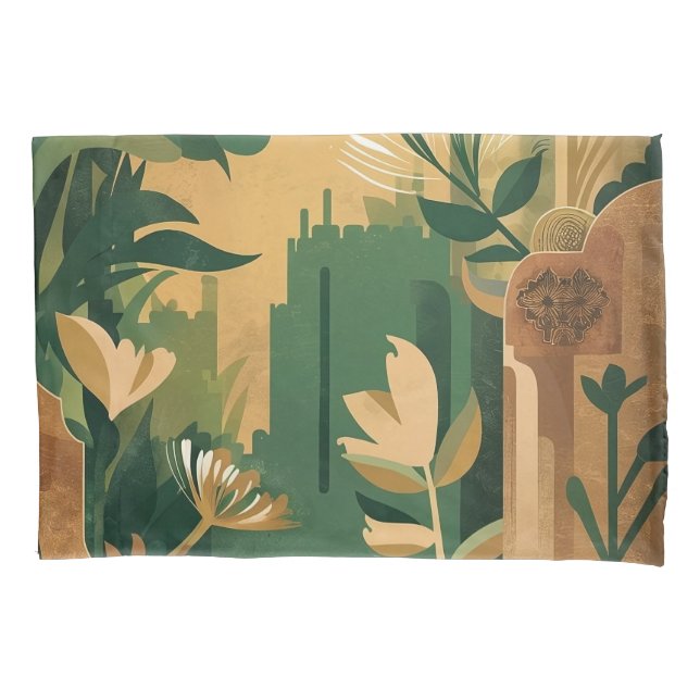 Abstract Overgrown Garden: Botanical  Pillow Case (Front)