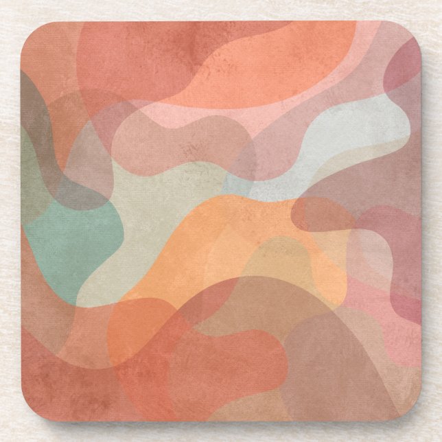 Abstract Overlapping Pastel Blobs Background Beverage Coaster (Front)