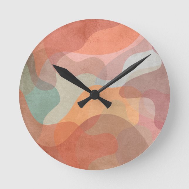 Abstract Overlapping Pastel Blobs Background Round Clock (Front)