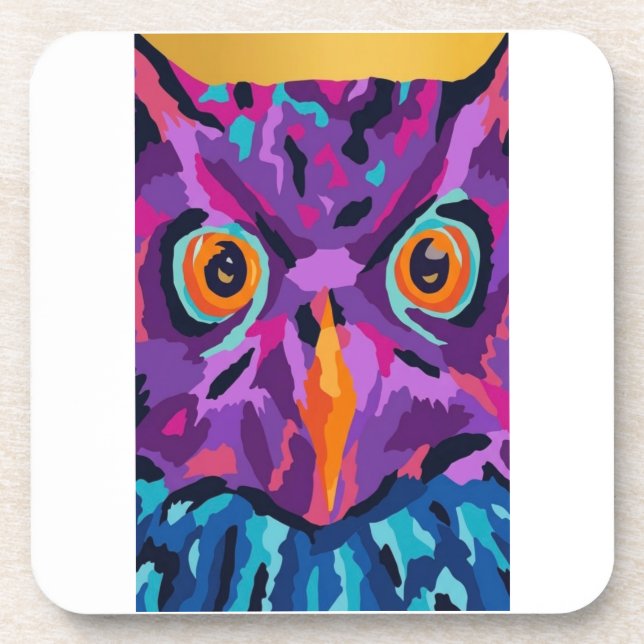 Abstract owl  beverage coaster (Front)